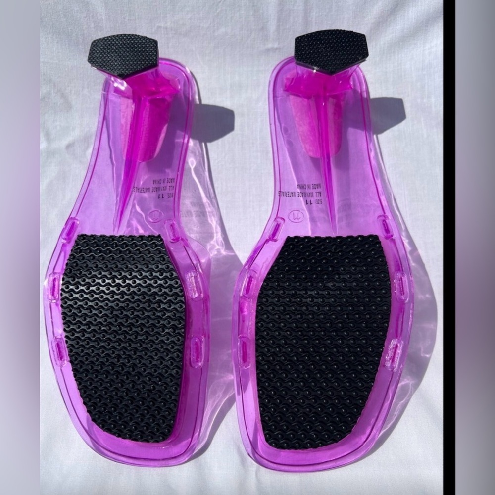 Transparent Pink Slide Sandals with Low Heel - Picture 4 of 8